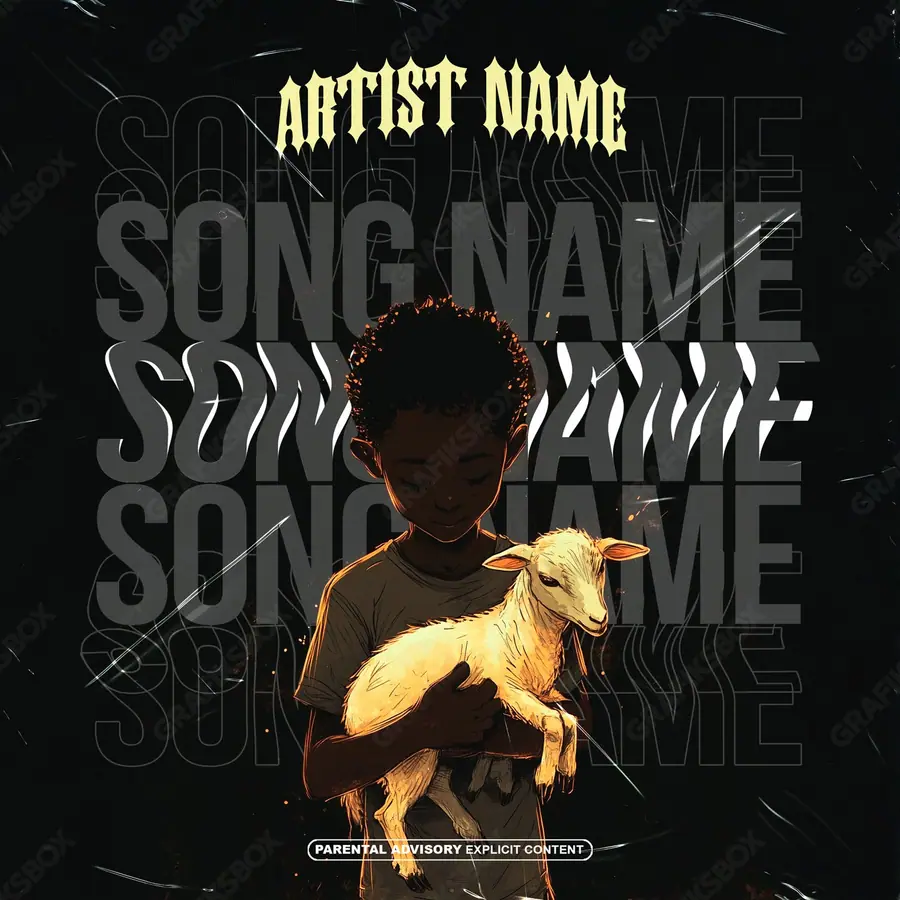 Portada de álbum prediseñada «Little Goat» — un encuadre que no encaja en una sola categoría, en una gama naranja