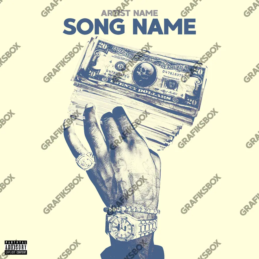 Portada de álbum prediseñada «Gucci Mane Hand 3» — un retrato cercano construido alrededor de la mirada, en una paleta monocroma
