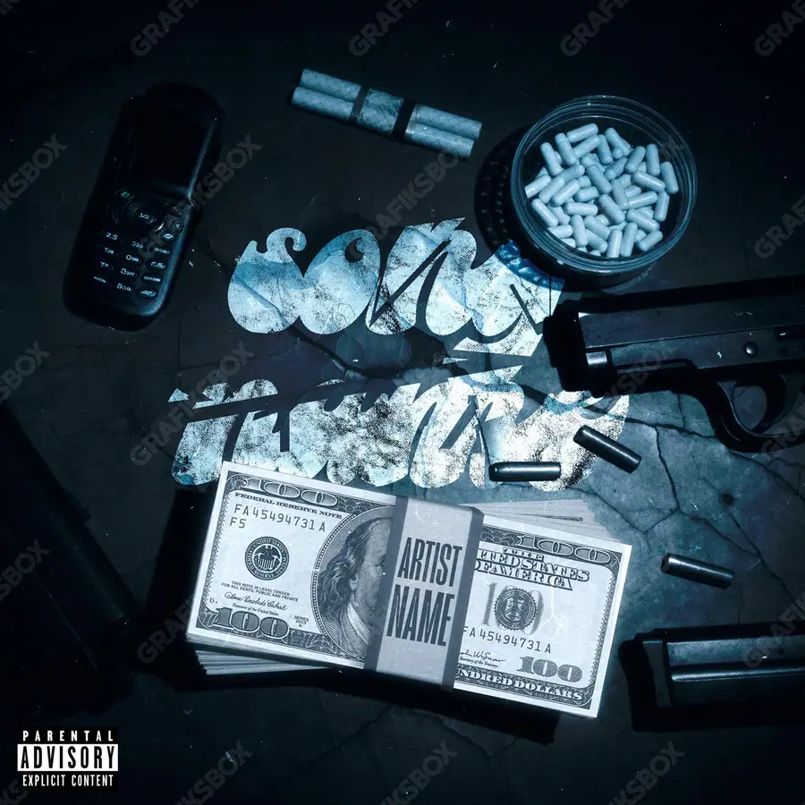 Portada de álbum prediseñada «Offline» — un motivo con carácter propio, en tonos azules fríos
