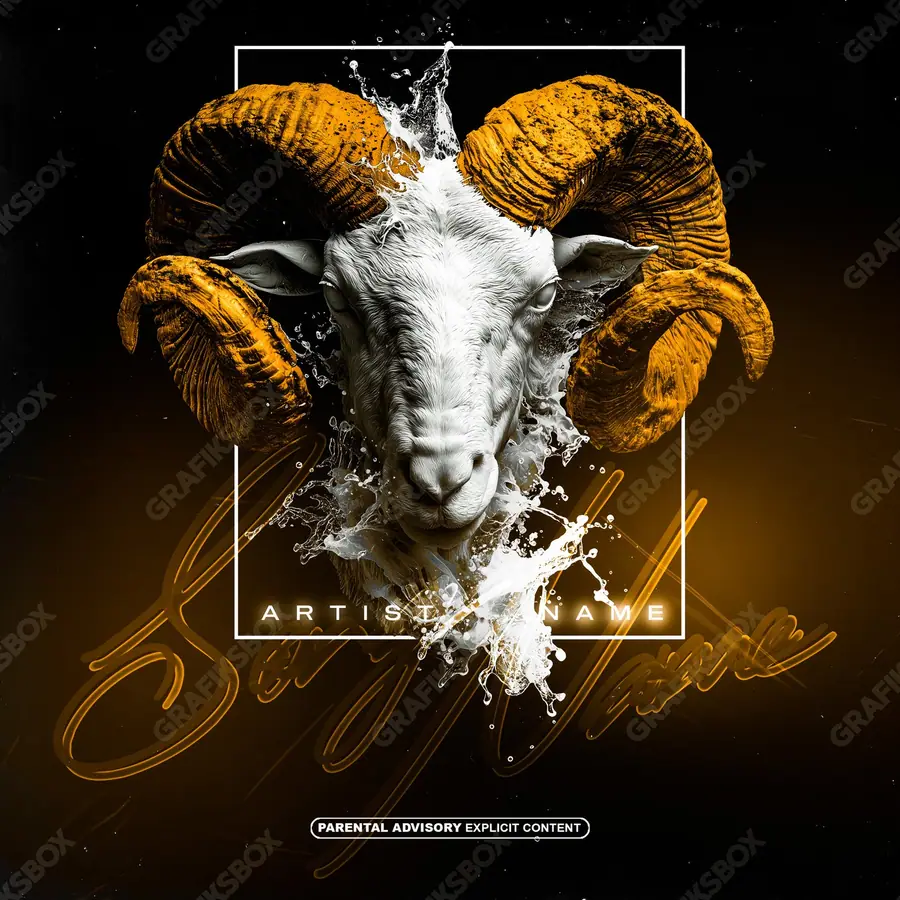 Обложка для песни про роскошь «The Golden Horns» — атрибуты роскоши: золото, деньги, блеск, в золотых тонах
