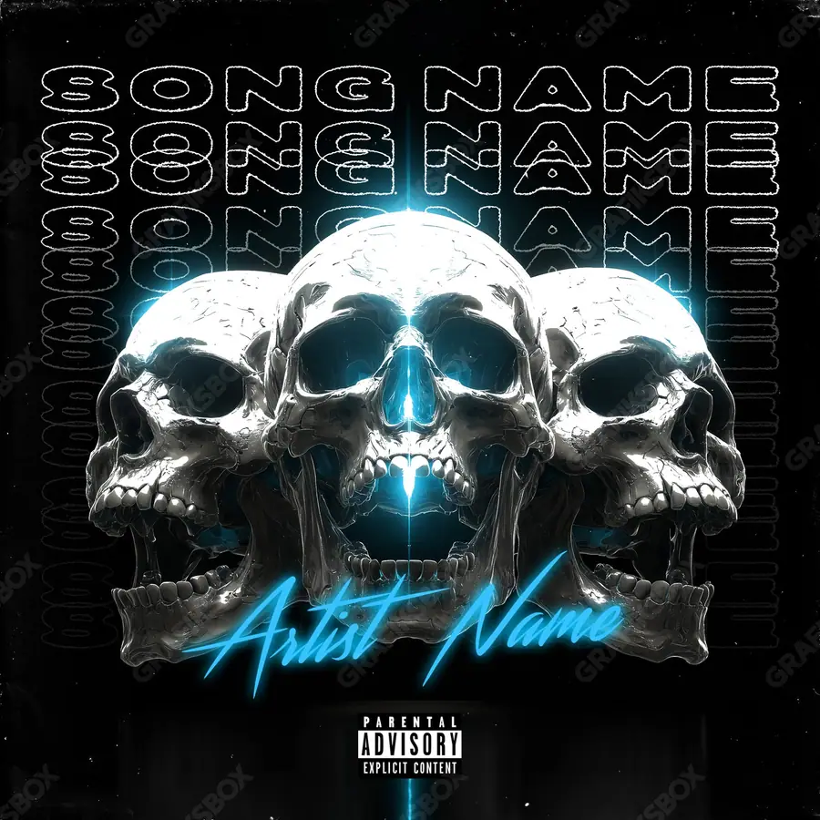 Premade album cover “Call to Death” — dark art with a heavy atmosphere in cool blue tones
