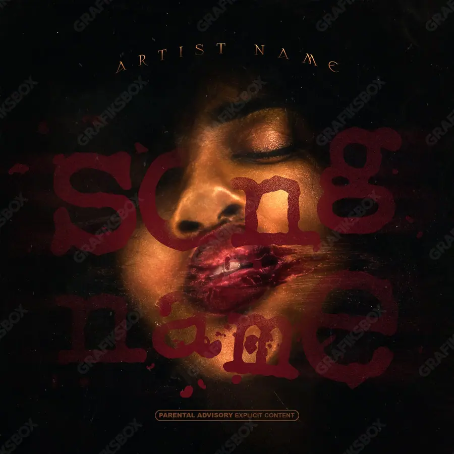 Portada de álbum prediseñada «Kiss Stamp» — una toma sobre una relación, sin lugares comunes, en una gama roja