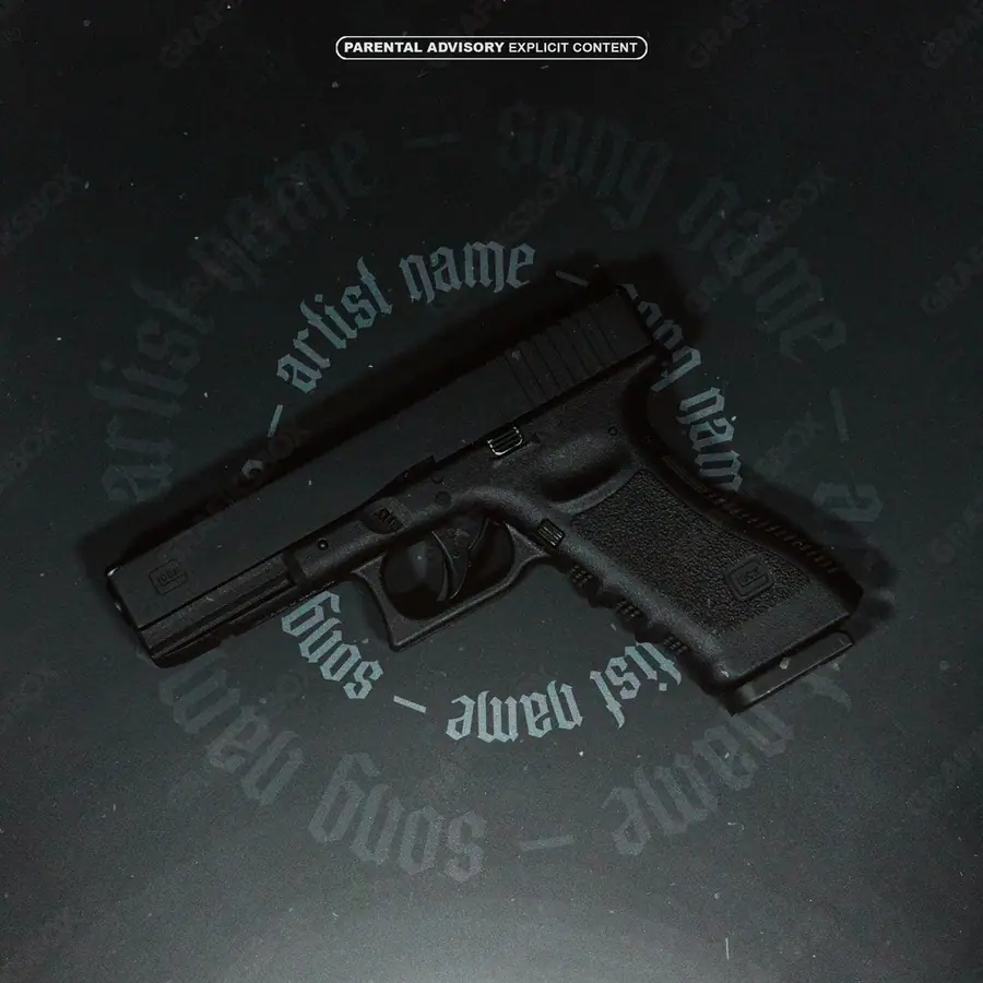 Portada de álbum prediseñada «Black Glock» — un encuadre oscuro donde la luz trabaja por puntos, en una gama en blanco y negro