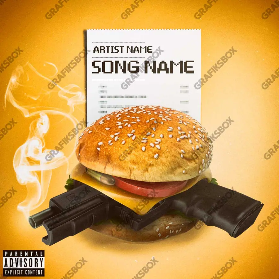 Готовая обложка для трека «Burger» — яркий кадр, в оранжевых тонах