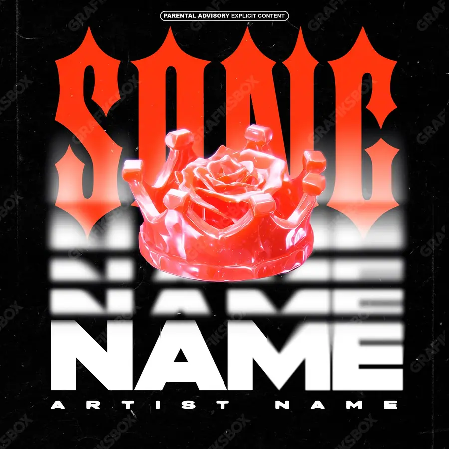 Premade album cover “Crowned Rose” — flowers in frame and a soft colour range in a red palette