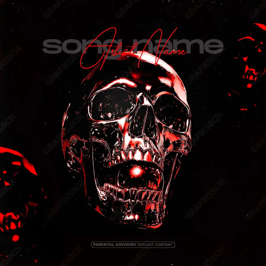 Premade album cover “Satire” — a subject with a character of its own in a red palette