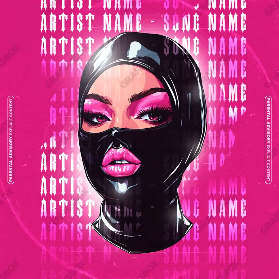 Premade album cover “Latex Hood” — a frame that refuses to sit in one category in pink shades