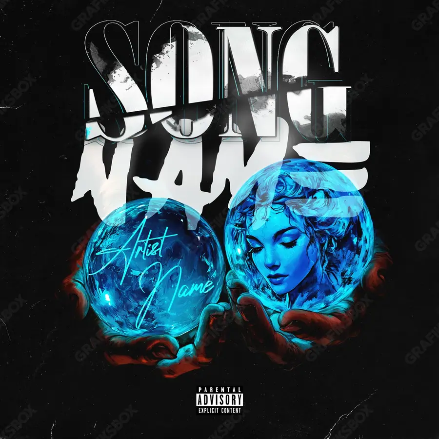 Готовая обложка для трека в стиле сюрреализма «Blue Vision» — сюрреалистичный сюжет на грани сна и реальности, в синих тонах