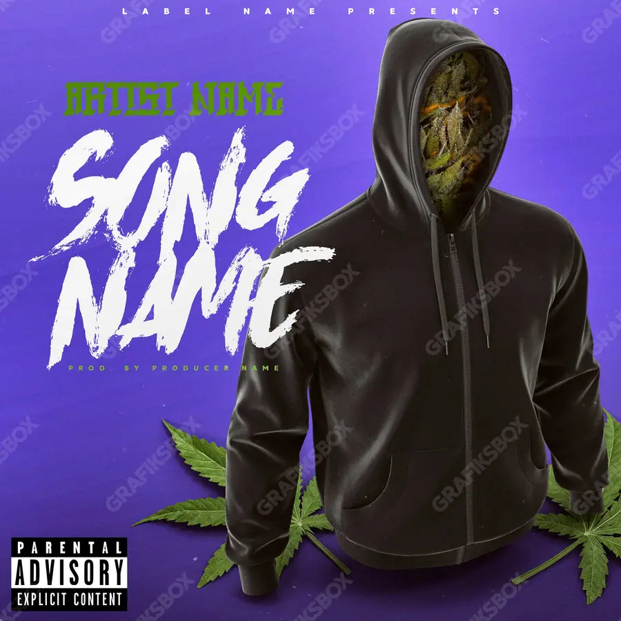 Portada de álbum prediseñada «Weedman» — una idea visual original sin equivalente cercano en el catálogo, en tonos azules fríos