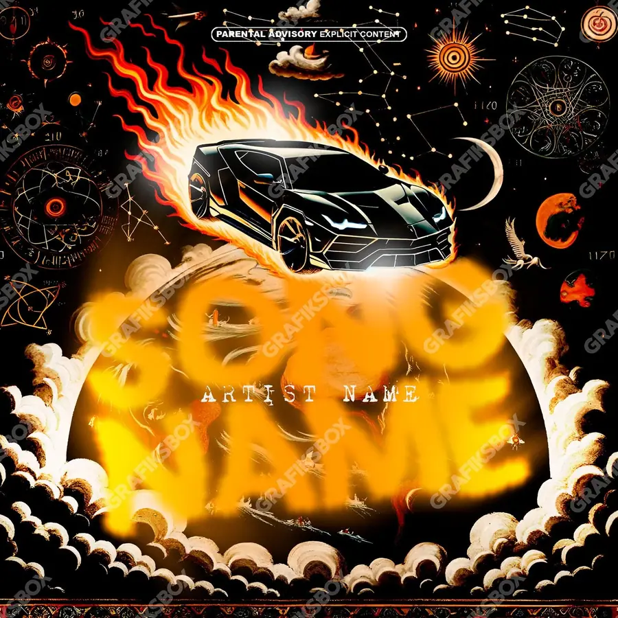 Premade album cover “Horoscope” — a frame that refuses to sit in one category in an orange palette