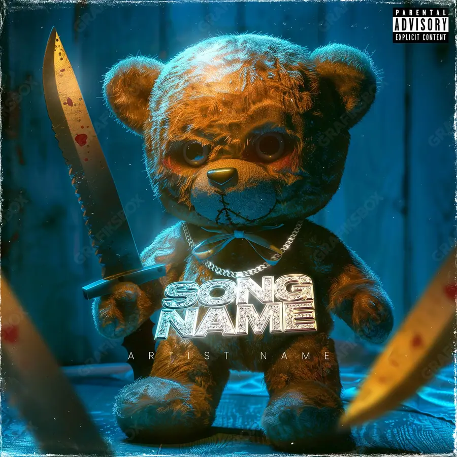 Portada de álbum prediseñada «Wicked Bear» — un motivo con carácter propio, en tonos azules fríos
