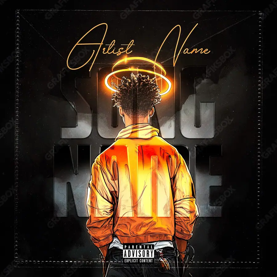 Portada de álbum prediseñada «Double Bless» — una idea visual original sin equivalente cercano en el catálogo, en una gama naranja
