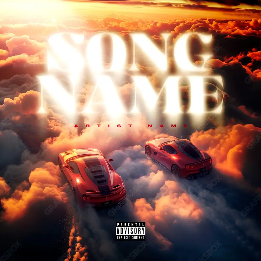 Premade album cover “Cloud Race” — nature in frame: sky, water and air in an orange palette