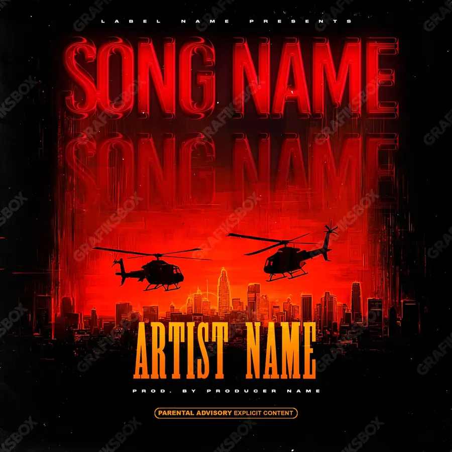 Premade album cover “Cali Mood” — a frame that refuses to sit in one category in a red palette
