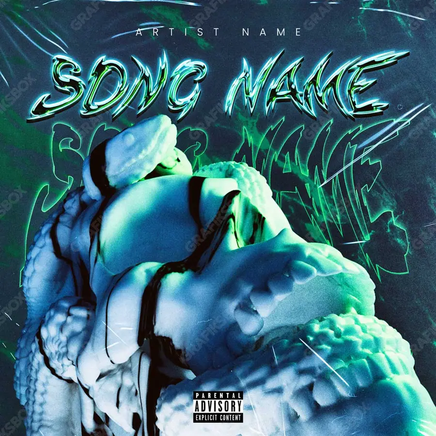 Portada de álbum prediseñada «Green Slime» — un encuadre que no encaja en una sola categoría, en matices verdes