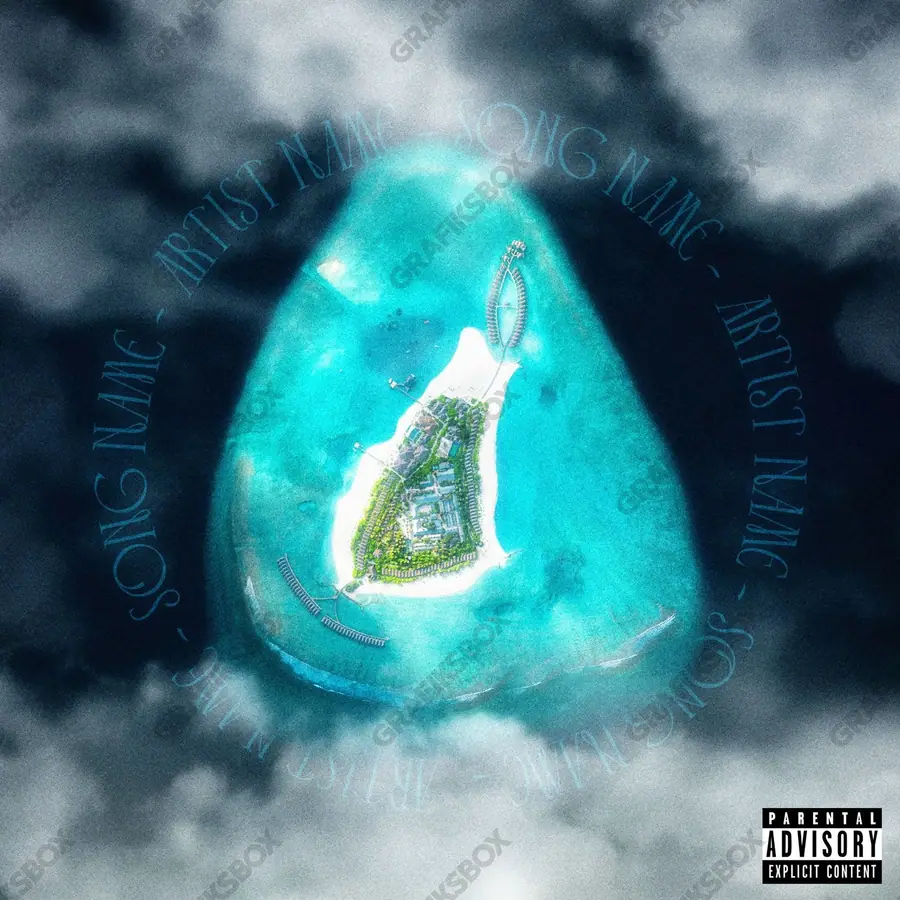 Premade album cover “Territory” — an original visual idea with no close match in the catalogue in cool blue tones