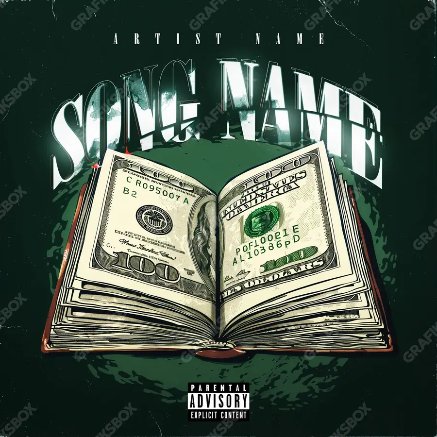 Portada de álbum prediseñada «Money Bible» — textura cara: metal, piedras, esmalte, en una gama en blanco y negro