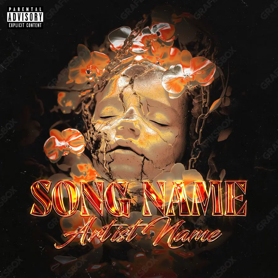 Premade album cover “Among Flowers” — a floral composition under delicate light in orange shades