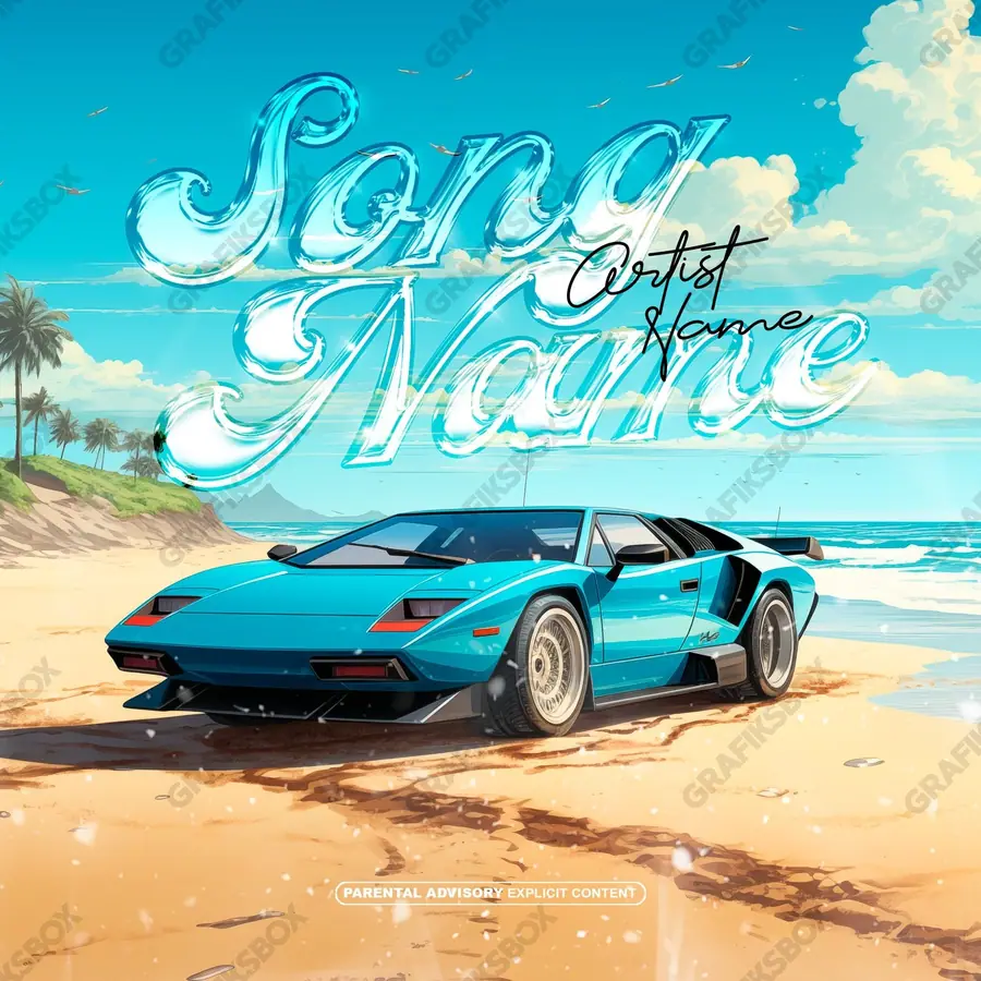 Premade album cover “Blue Summer” — a subject with a character of its own in a blue palette