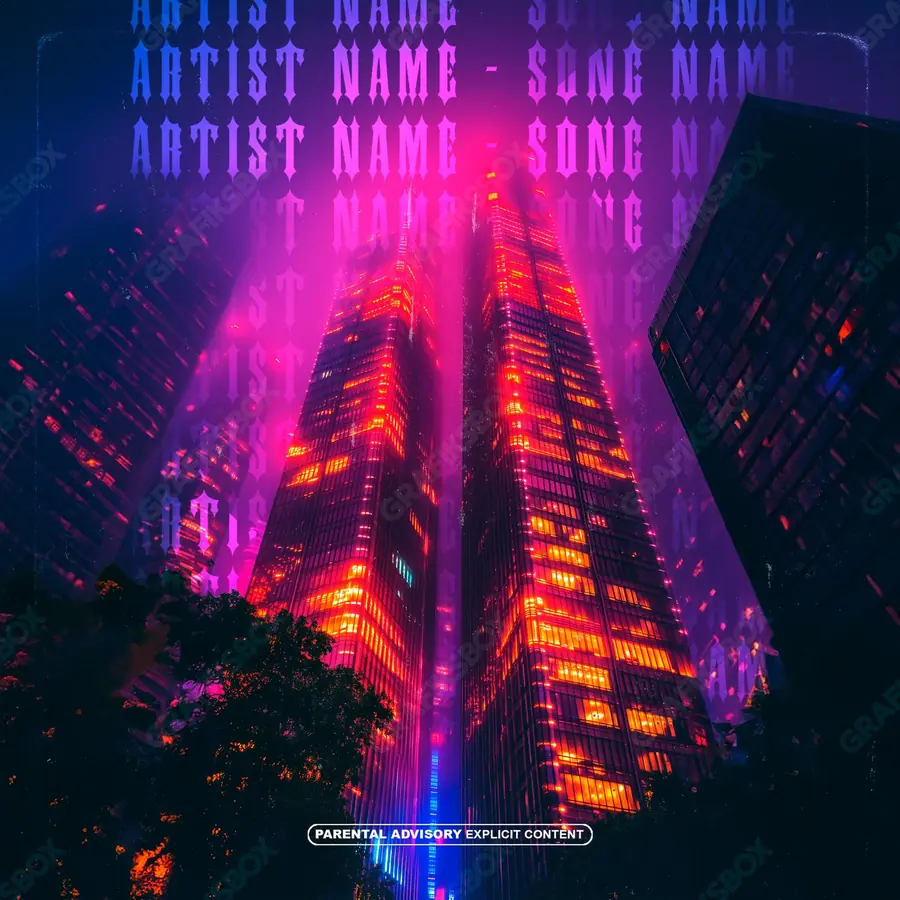 Portada de álbum prediseñada «Skyscraper» — una idea visual original sin equivalente cercano en el catálogo, en una gama rosa