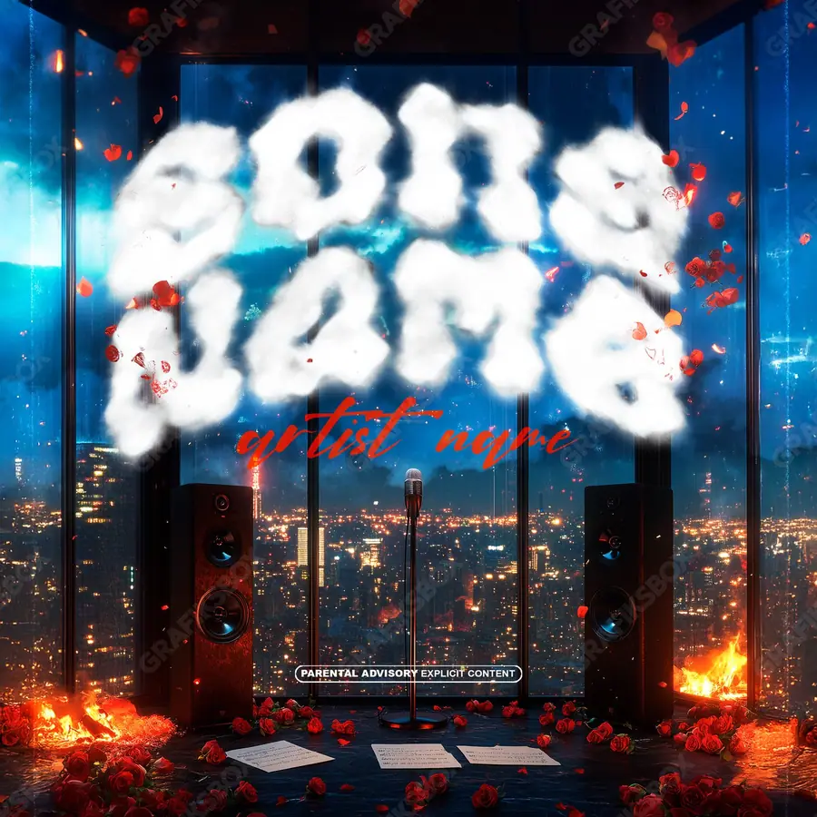 Portada de álbum prediseñada «Penthouse Sound» — un encuadre que no encaja en una sola categoría, en una gama azul