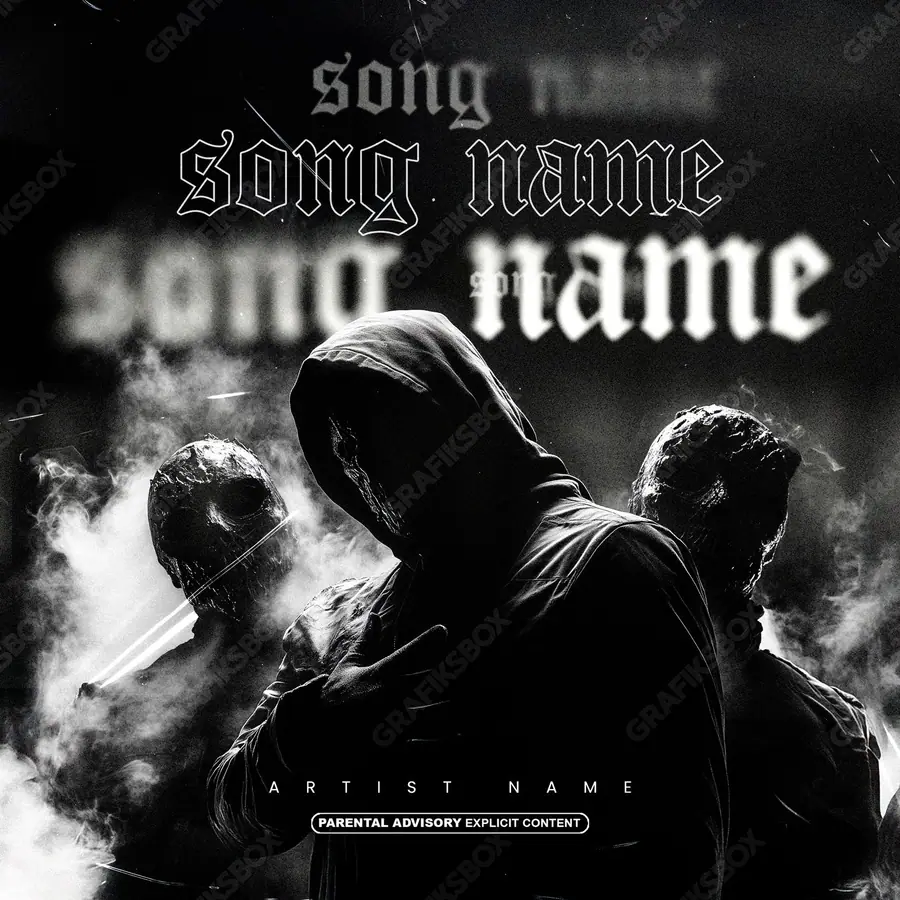 Premade album cover “Purge Day” — an original visual idea with no close match in the catalogue in a monochrome palette