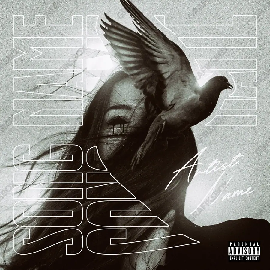 Premade album cover “Lost Soul” — harsh imagery in a low-key frame in a monochrome palette