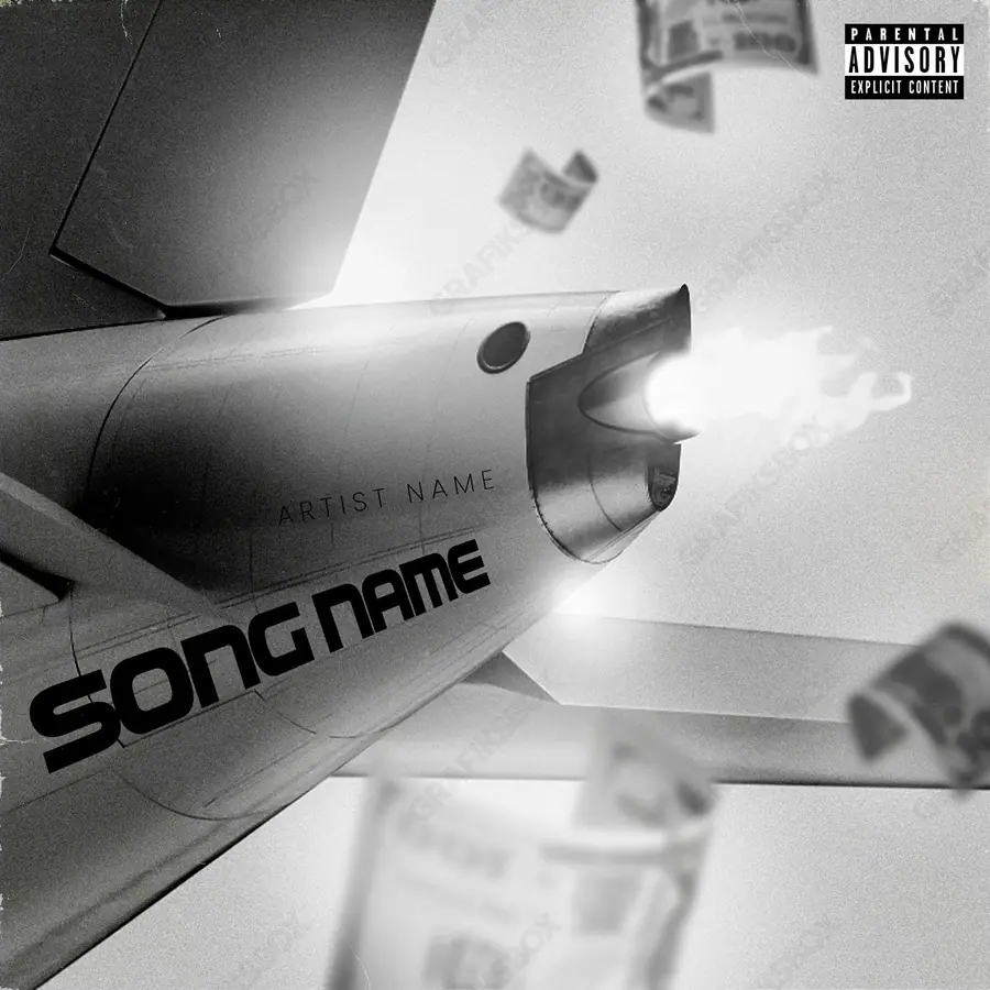 Premade album cover “Airlines” — an original visual idea with no close match in the catalogue in a monochrome palette