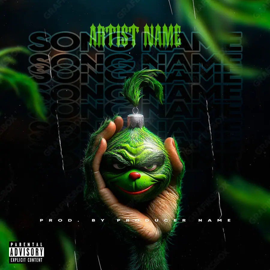 Portada de álbum prediseñada «Anti Xmas» — una idea visual original sin equivalente cercano en el catálogo, en matices verdes