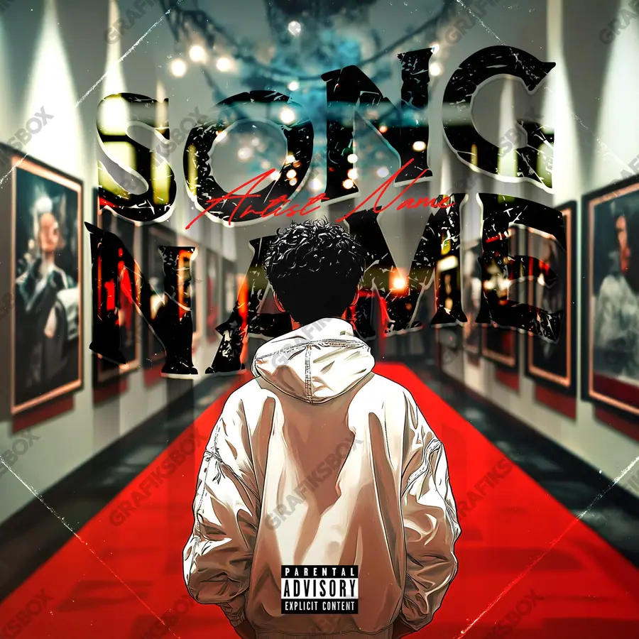 Portada de álbum prediseñada «The Gallery» — una idea visual original sin equivalente cercano en el catálogo, en una gama roja