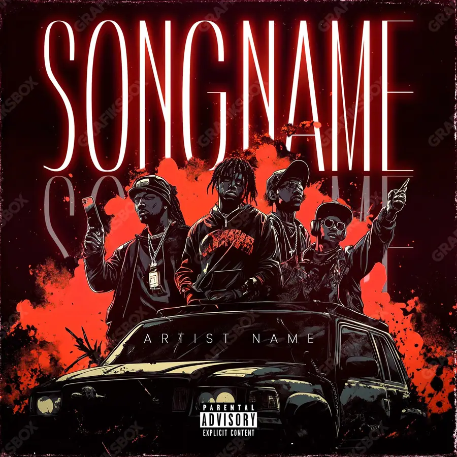 Обложка для трека с городом «Off Road» — городской кадр: улицы, окна и вечерний свет, в красных тонах
