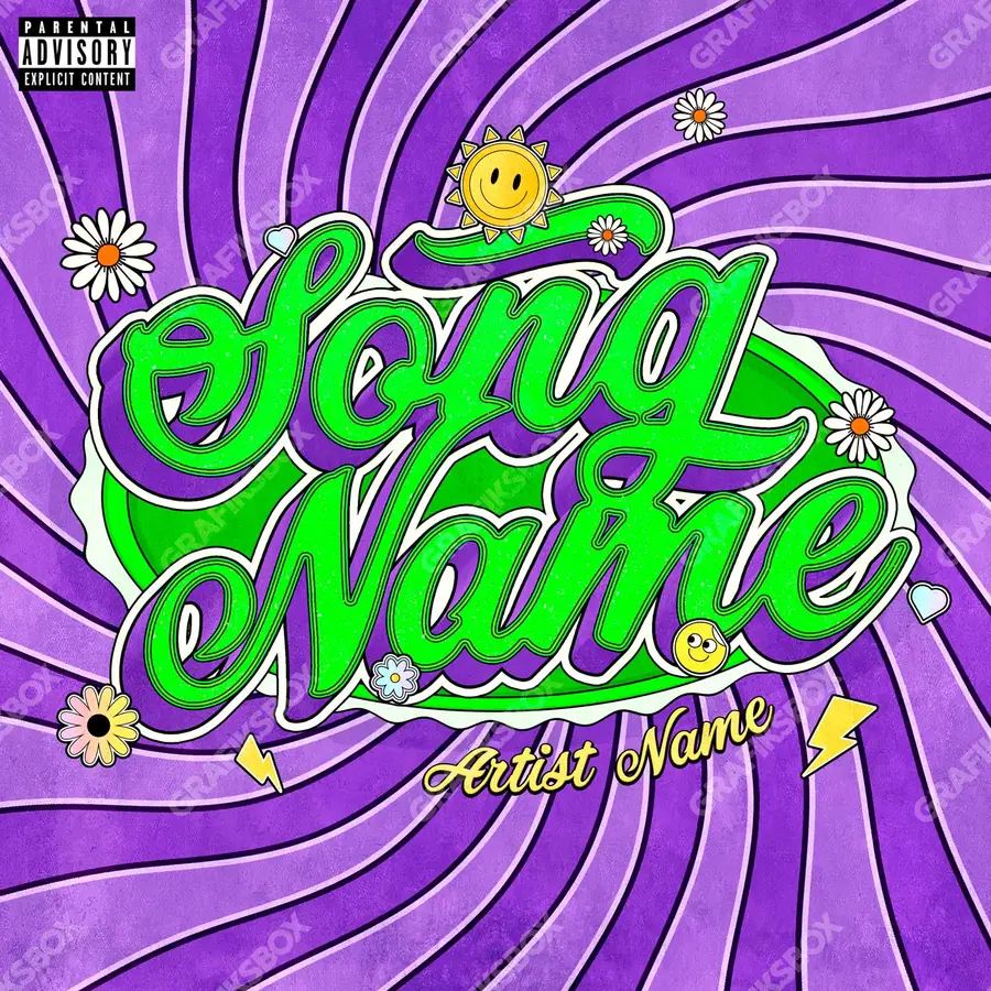 Premade album cover “Hippie Flower” — a botanical motif shot close in purple tones