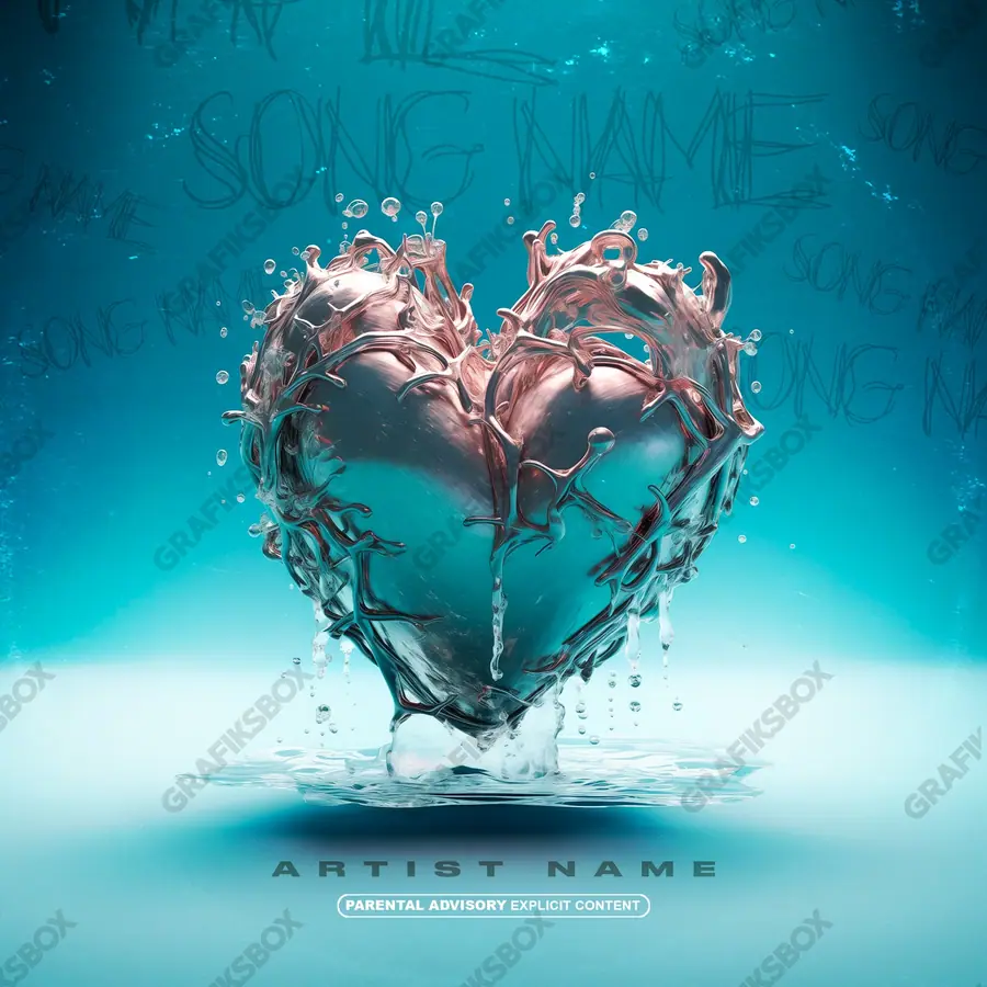 Premade album cover “Wet Heart” — a scene about closeness and feeling in cool blue tones
