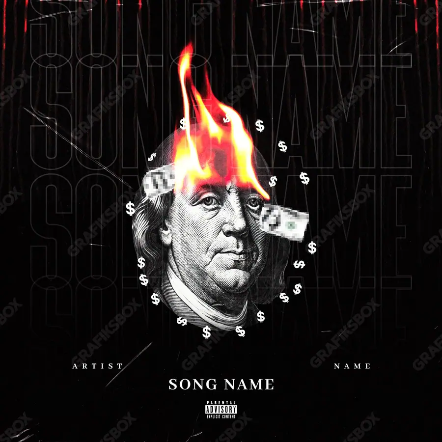 Premade album cover “Moneyed” — a frame that refuses to sit in one category in a monochrome palette