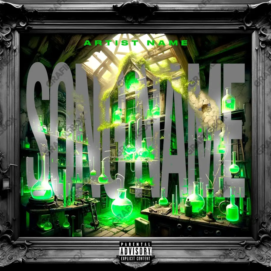 Premade album cover “Potions” — a frame that refuses to sit in one category in a green palette