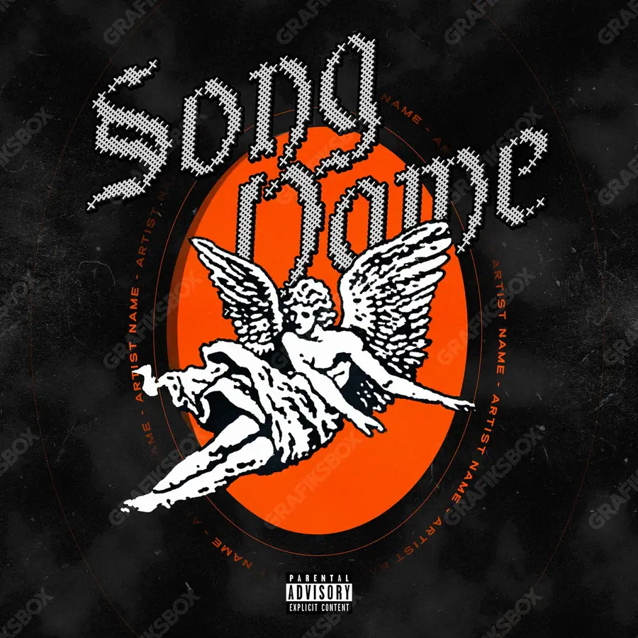 Premade album cover “Angel Seal” — a grim scene holding its tension in orange shades