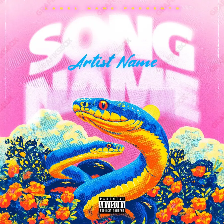 Premade album cover “Spring Snake” — a grim scene holding its tension in pink shades