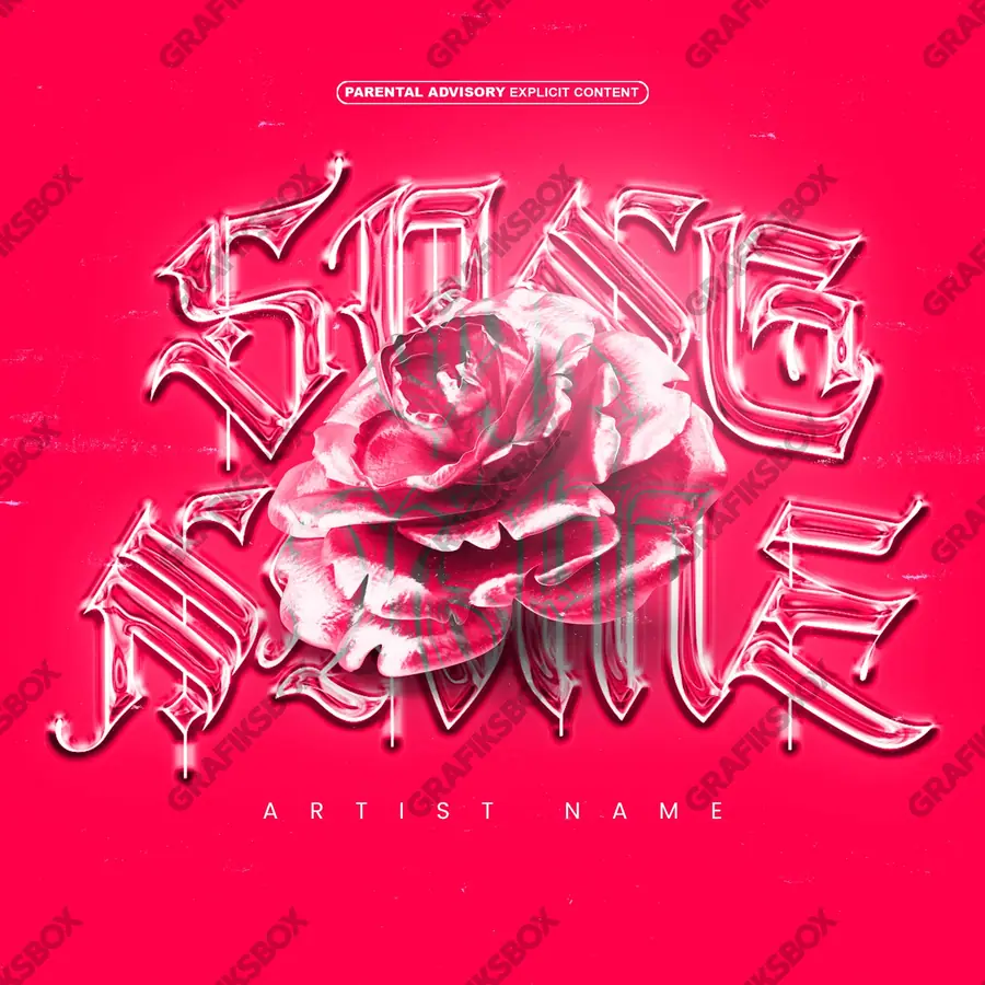 Premade album cover “Floralta” — an original visual idea with no close match in the catalogue in a red palette
