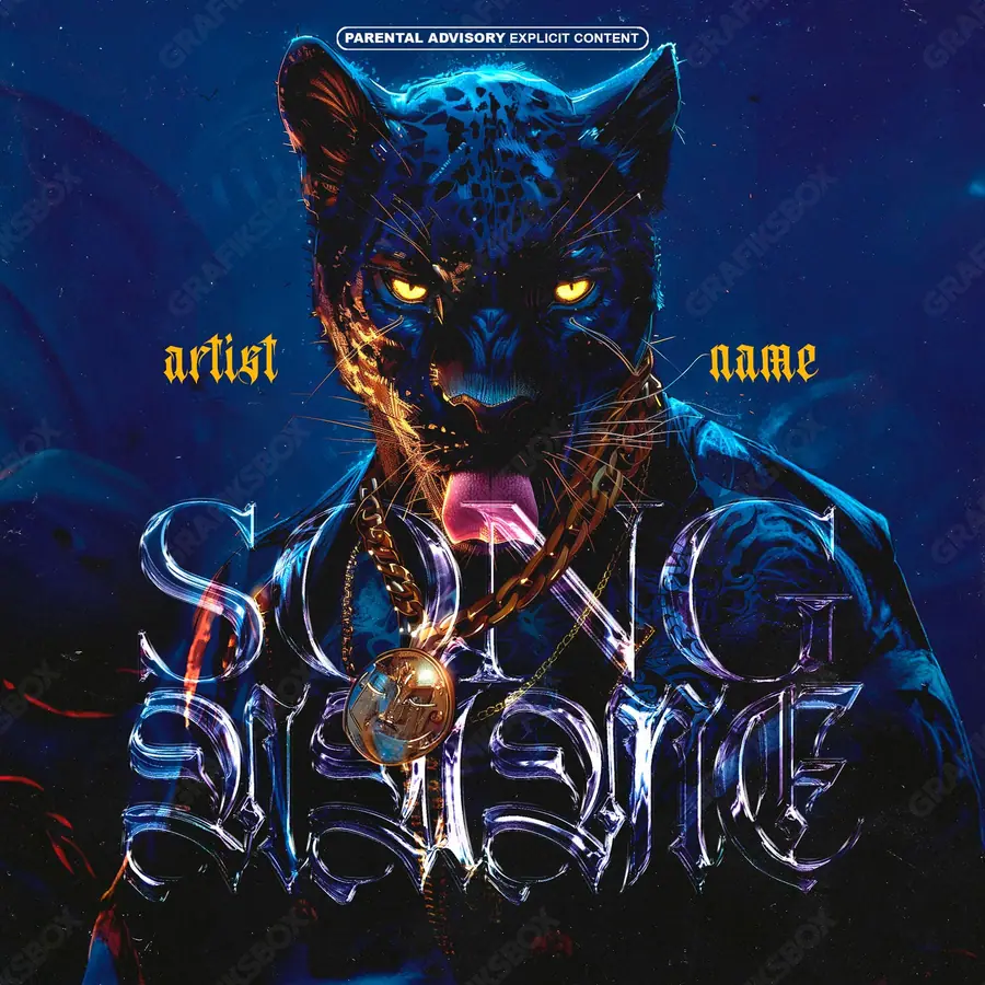 Premade album cover “Blue Panther” — an original visual idea with no close match in the catalogue in cool blue tones