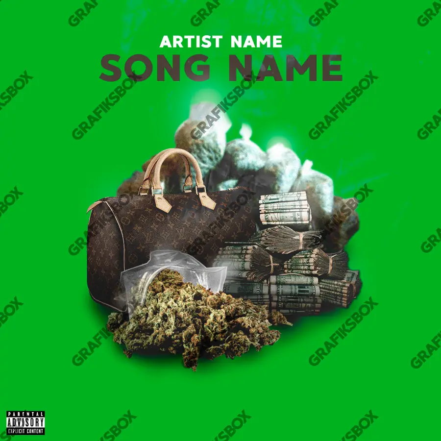 Portada de álbum prediseñada «Weed» — un motivo con carácter propio, en matices verdes