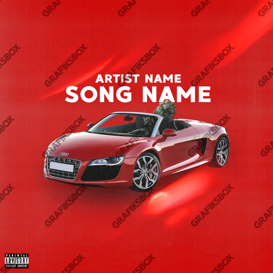 Обложка для песни «Red Audi» — яркий кадр, в красных тонах
