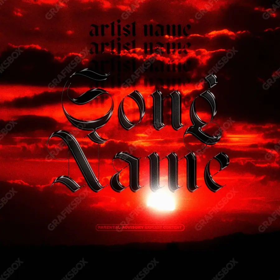 Premade album cover “Evol” — an original visual idea with no close match in the catalogue in deep red tones