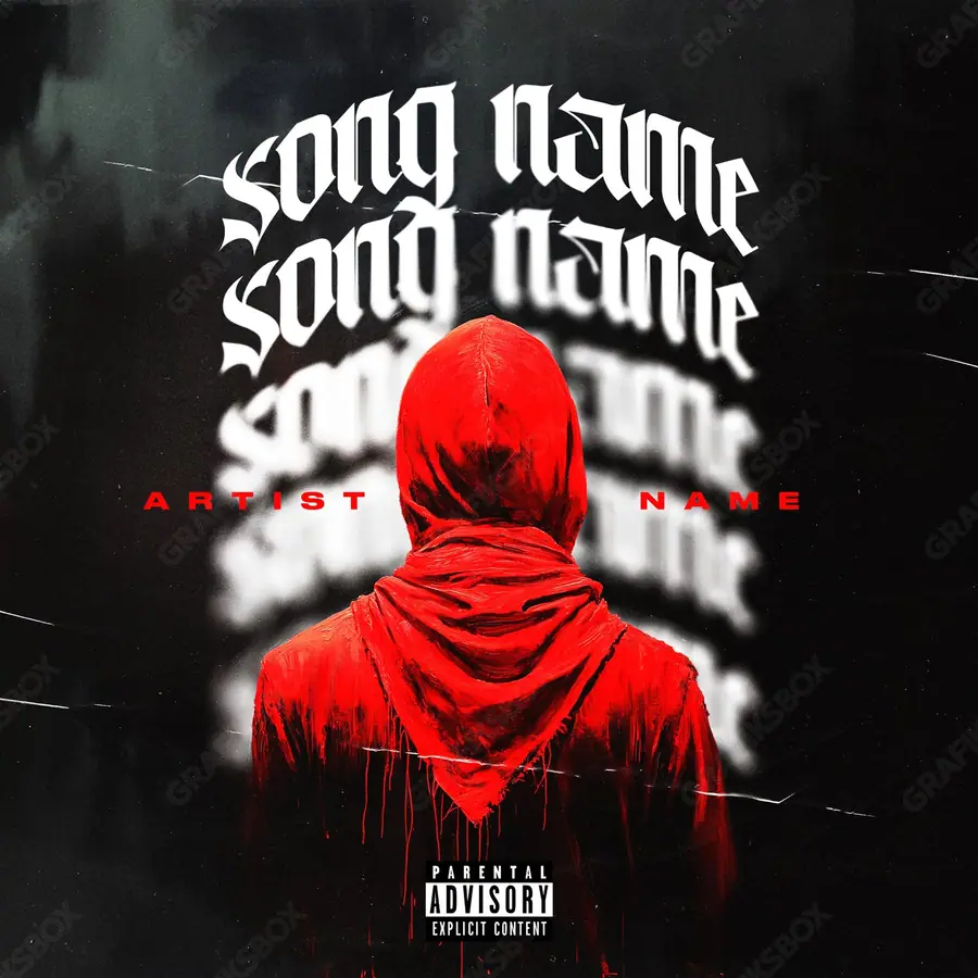 Premade album cover “Riding Hood” — a frame that refuses to sit in one category in a red palette