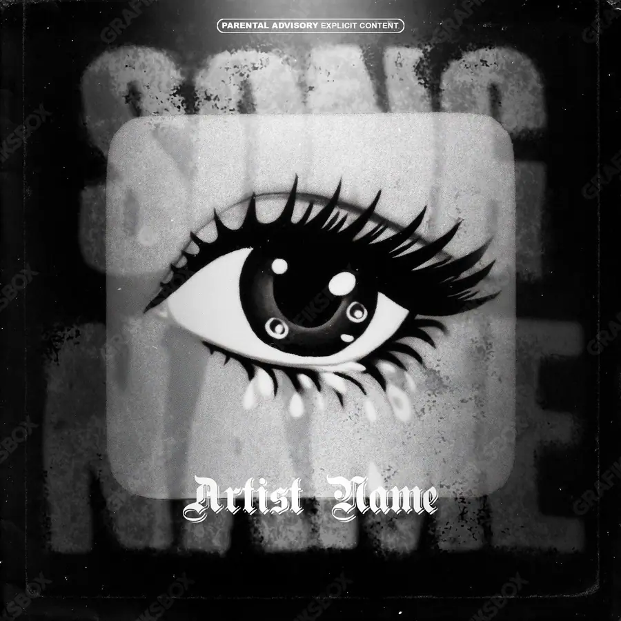 Premade album cover “Drop by Drop” — an original visual idea with no close match in the catalogue in a monochrome palette