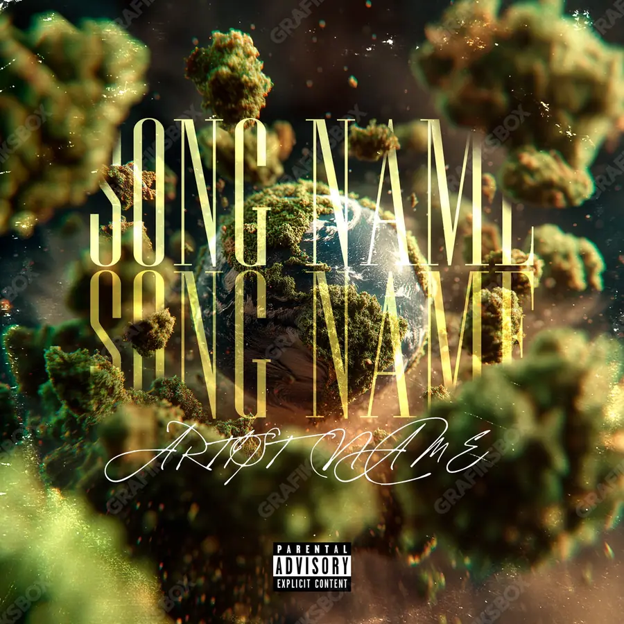 Portada de álbum prediseñada «Weedworld» — un encuadre que no encaja en una sola categoría, en tonos dorados cálidos