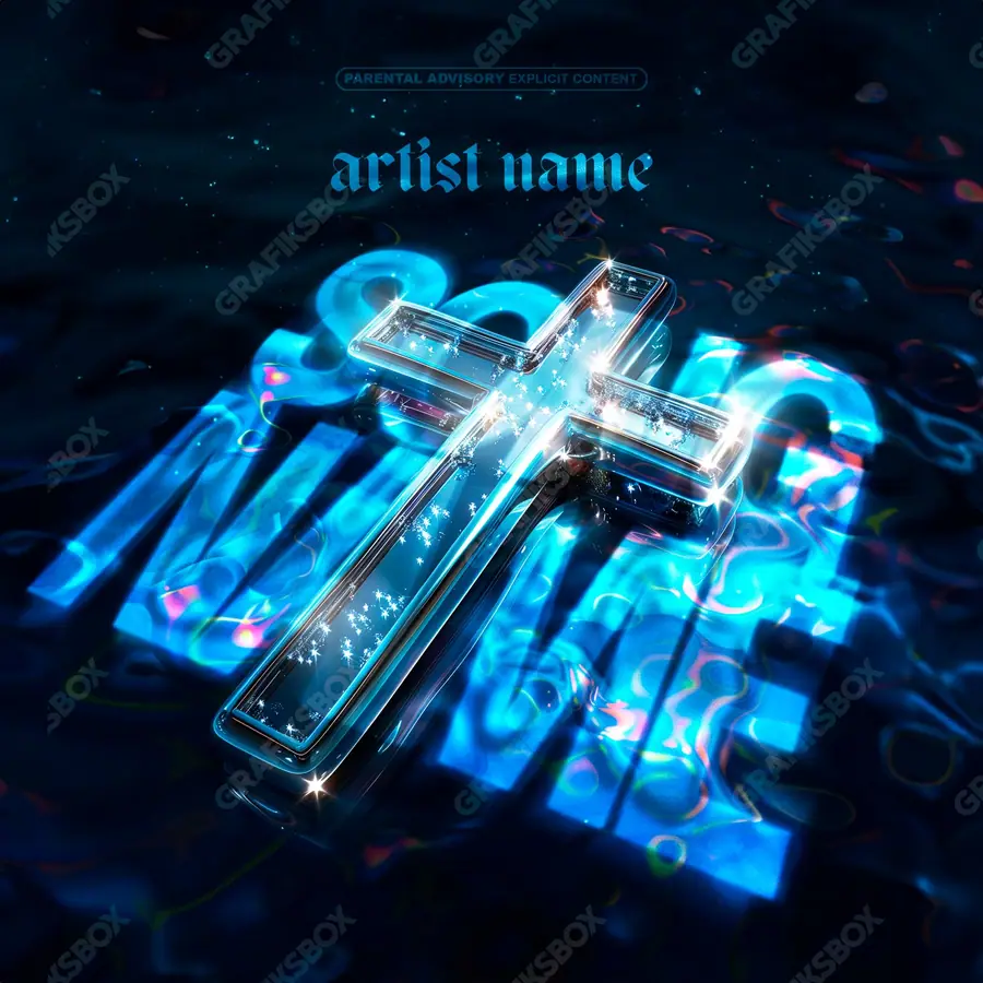 Premade album cover “Holy Water” — nature in frame: sky, water and air in a blue palette