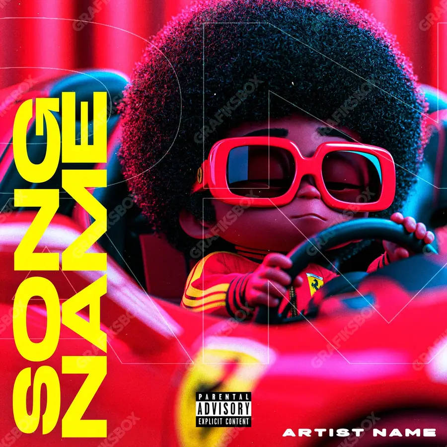 Portada de álbum prediseñada «Fast Flex» — un motivo con carácter propio, en tonos rojos intensos