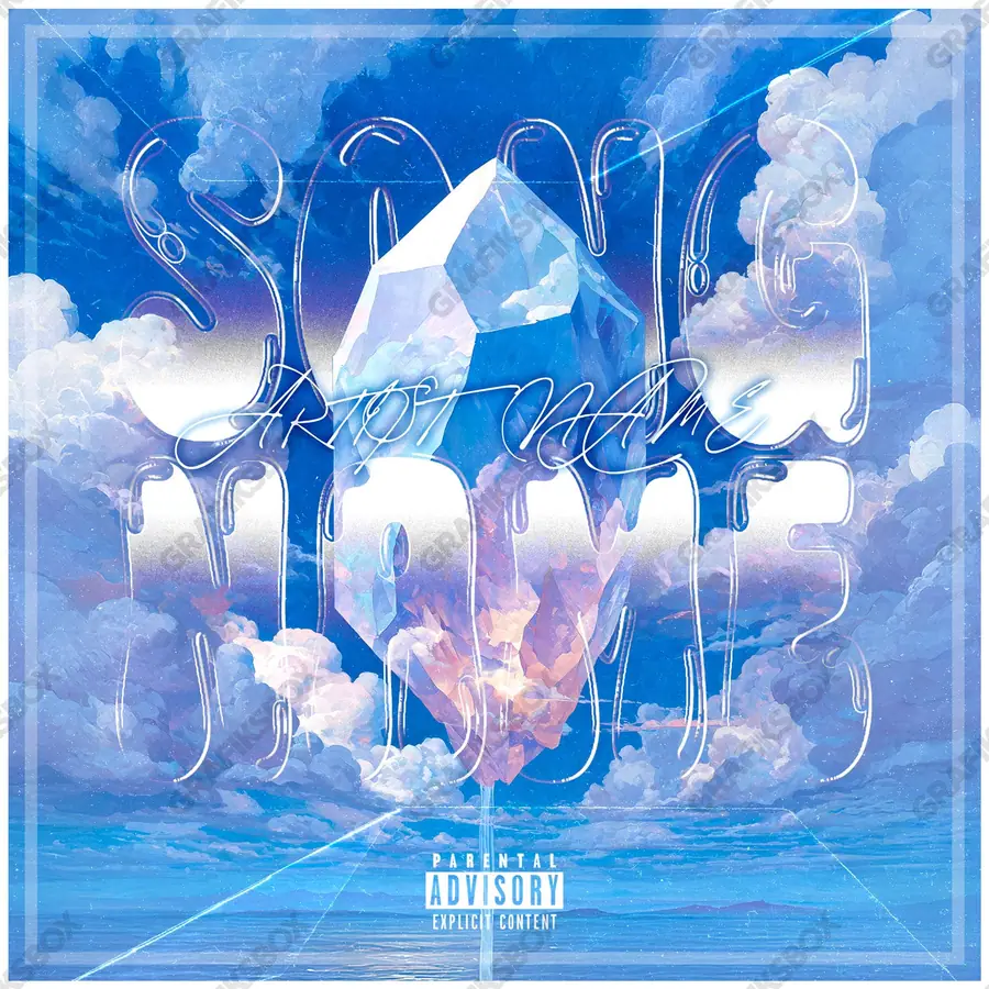 Portada de álbum prediseñada «Flinty» — un encuadre que no encaja en una sola categoría, en una gama azul