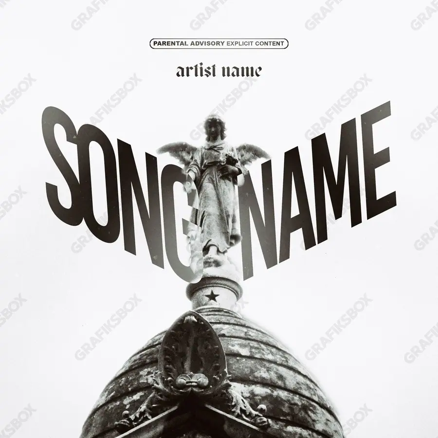 Portada de álbum prediseñada «Praise» — un encuadre que no encaja en una sola categoría, en una gama en blanco y negro