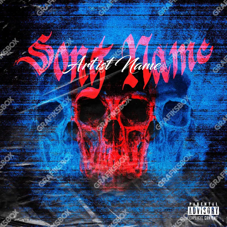 Portada de álbum prediseñada «3 Skulls» — una escena sombría que mantiene la tensión, en tonos azules fríos